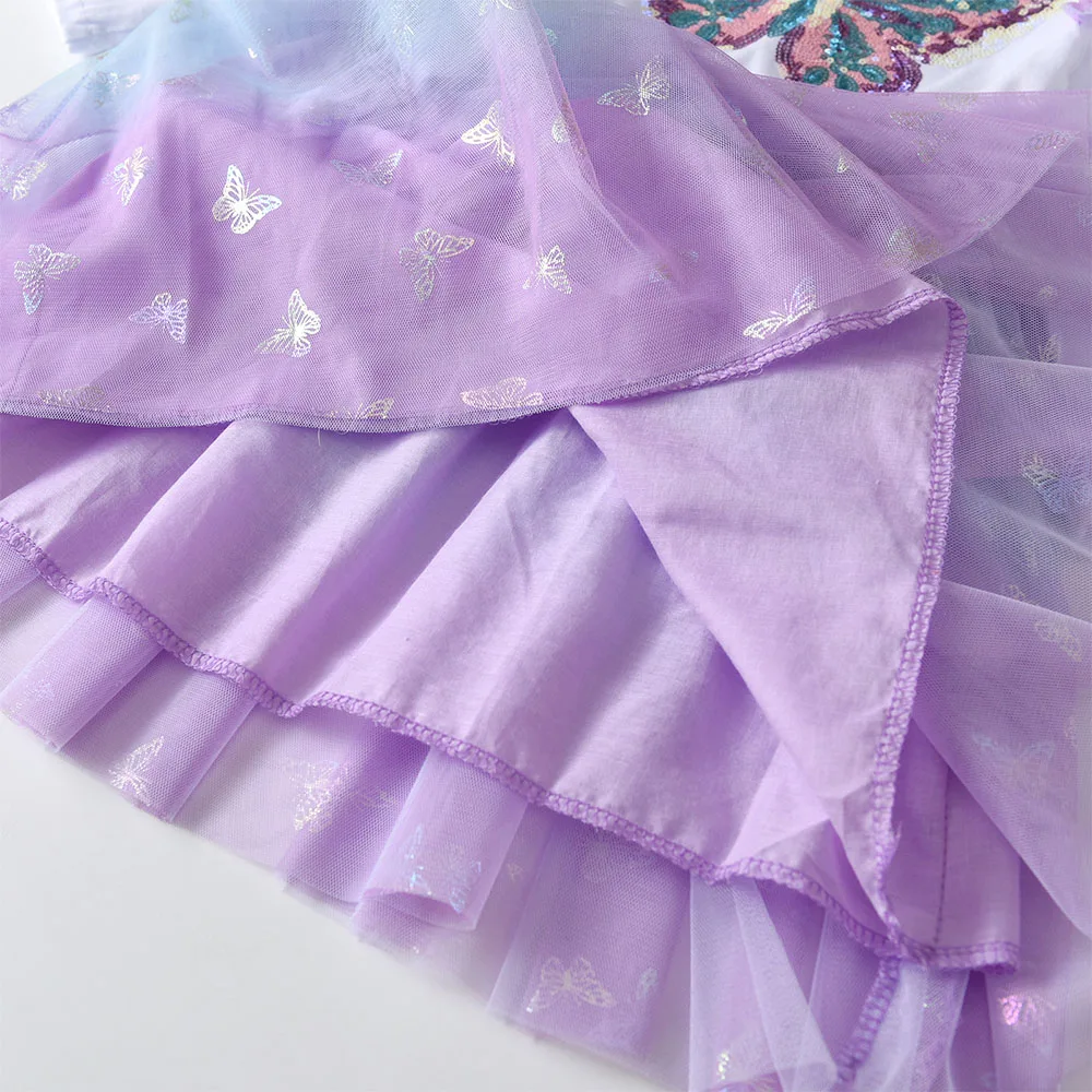 DXTON vestido de princesa para niña de otoño con mariposas – Cómodo - imagen 4