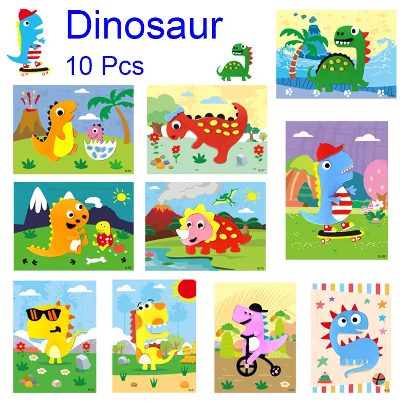 Kit pegatinas dinosaurios espuma EVA educativas niños DIY - imagen 2