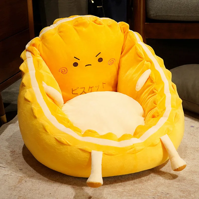 Cojín infantil de felpa para silla – Diseño galletas amarillas