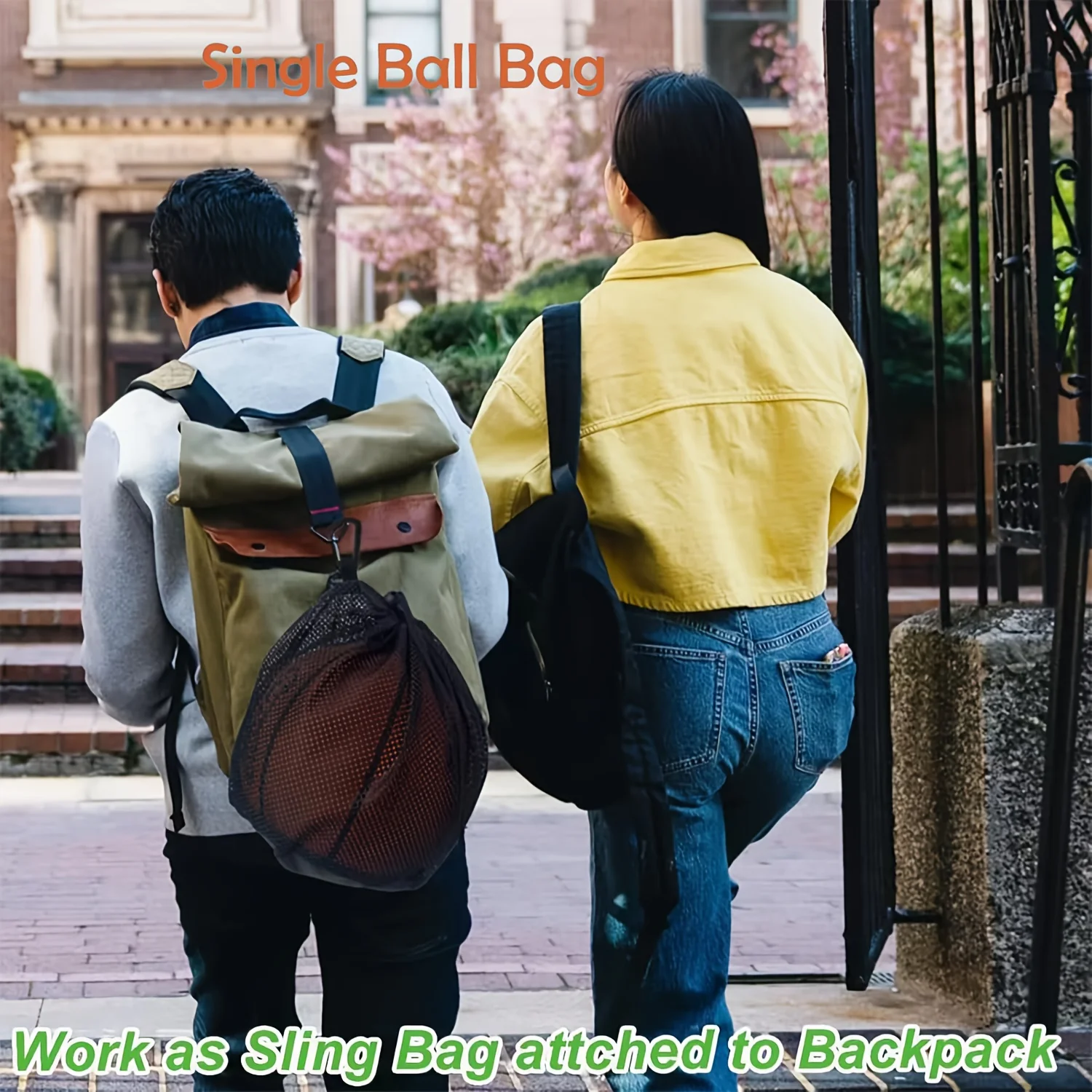 Bolsa de malla para baloncesto plegable con cordón - imagen 3