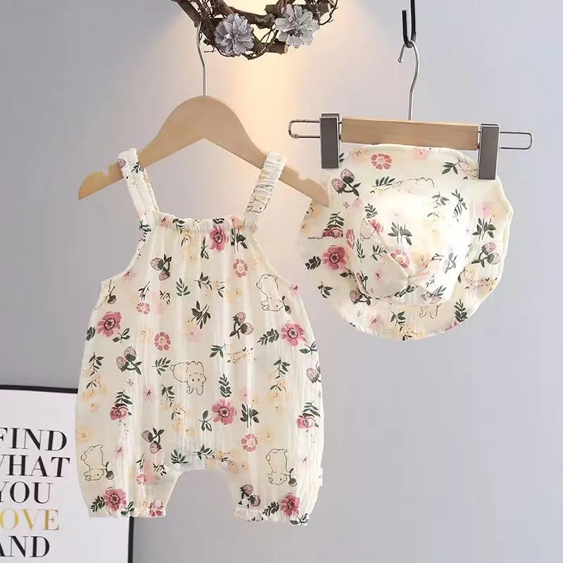Pelele bebé verano muselina suave estampado conejito sin mangas - imagen 5