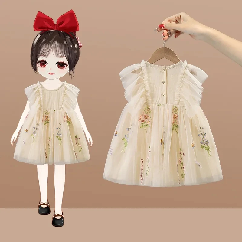 Departamento Mori vestido de tul con bordado floral para niña - imagen 5