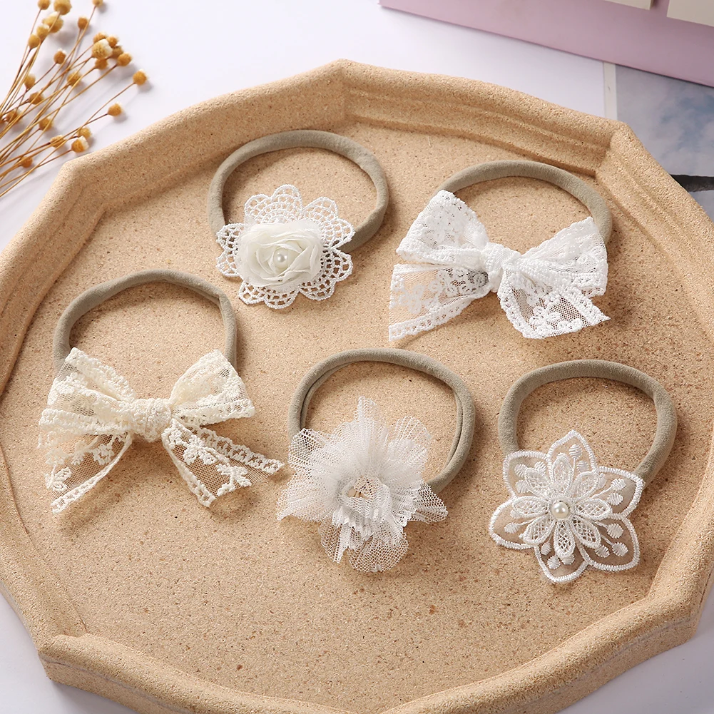 Diademas con lazo para bebé – Cintas de algodón con flores - imagen 3