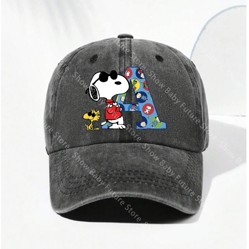 Gorra de béisbol Snoopy estilo vintage lavada con letras