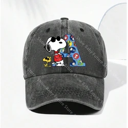 Gorra de béisbol Snoopy estilo vintage lavada con letras