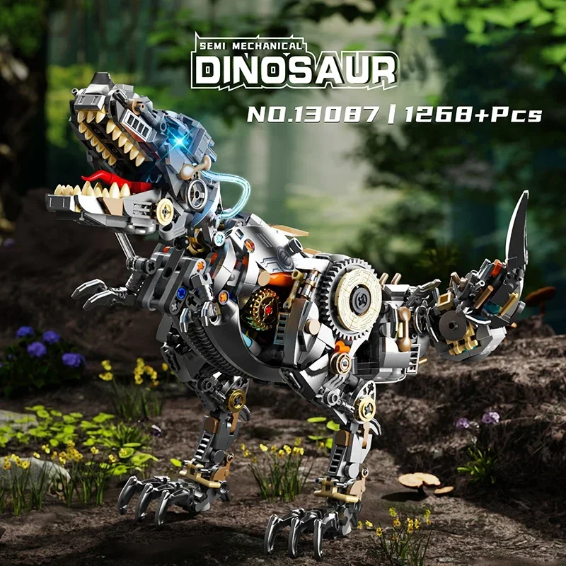 Juego de construcción dinosaurio T-Rex mecánico – Bloques educativos - imagen 5