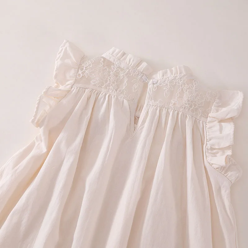 Vestido de verano para niñas en algodón con mangas volantes informal - imagen 4