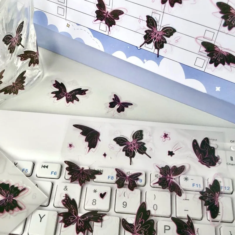 Pack de pegatinas mariposa decorativas para niños – DIY rosa y negro