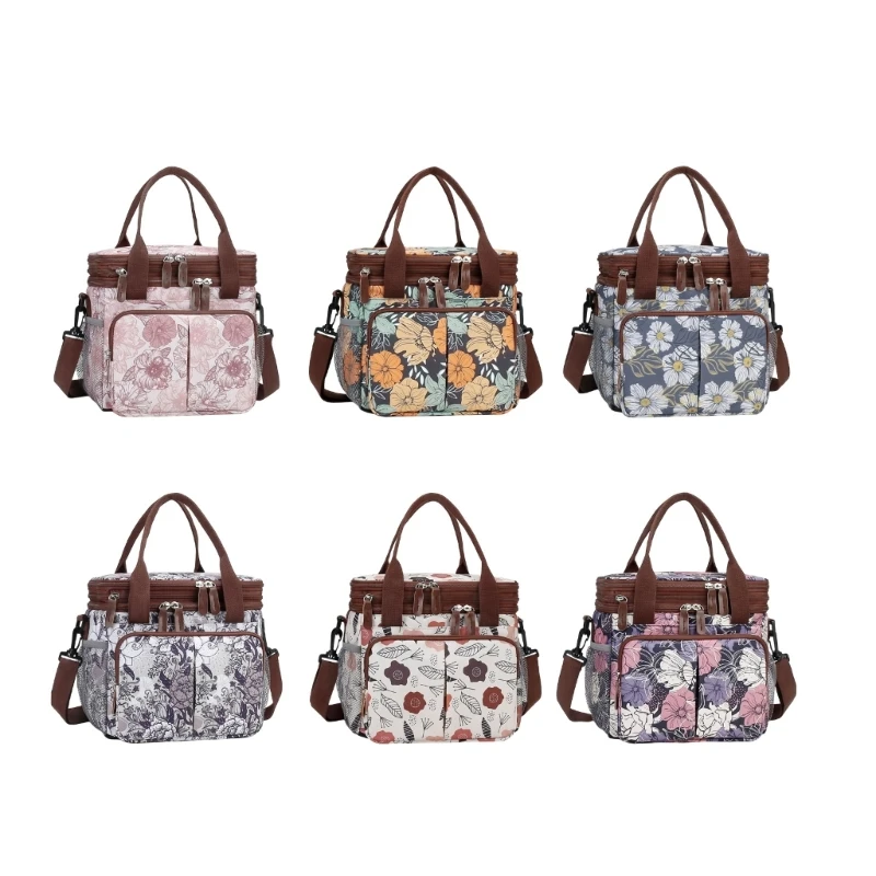Bolso de pañales con patrón impreso y múltiples compartimentos - imagen 5