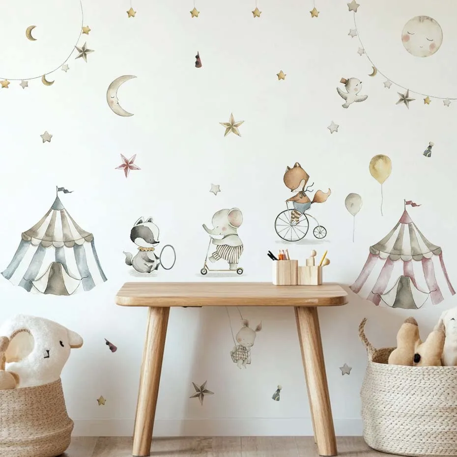 Pegatinas en pared de circo con animales extraíbles para habitación - imagen 3
