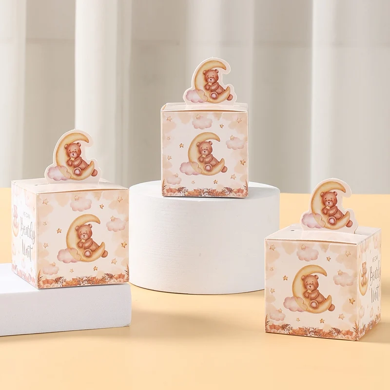 Cajas de dulces con temática de oso de peluche marrón