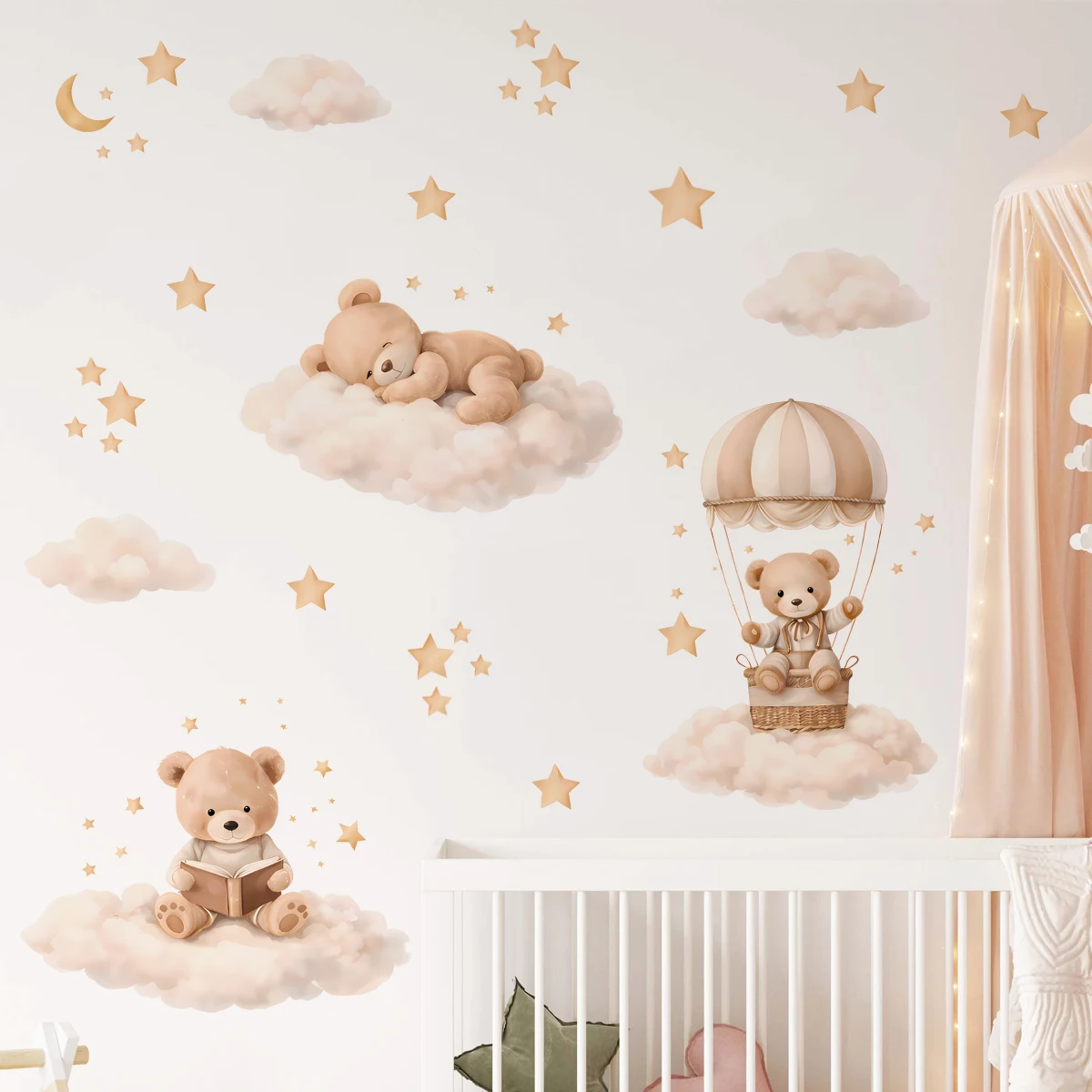 Pegatinas de pared infantiles oso nube estrella autoadhesivas - imagen 3