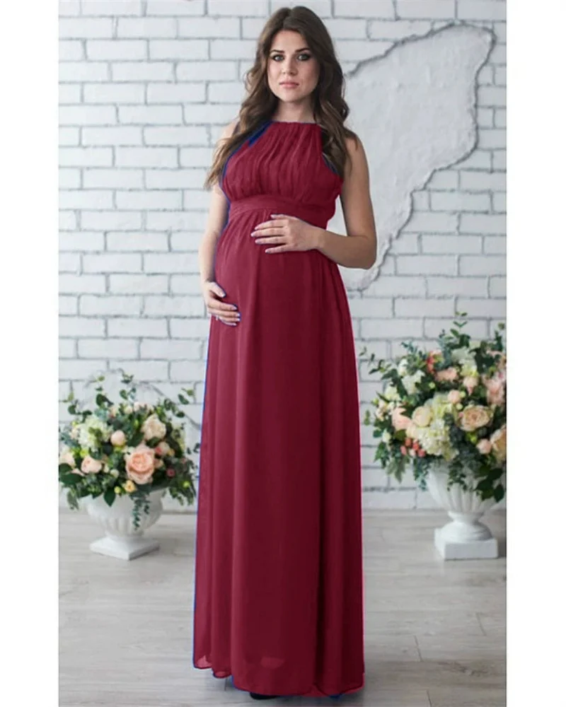 Vestido de maternidad sin mangas de rejilla elástica para fotos - imagen 3