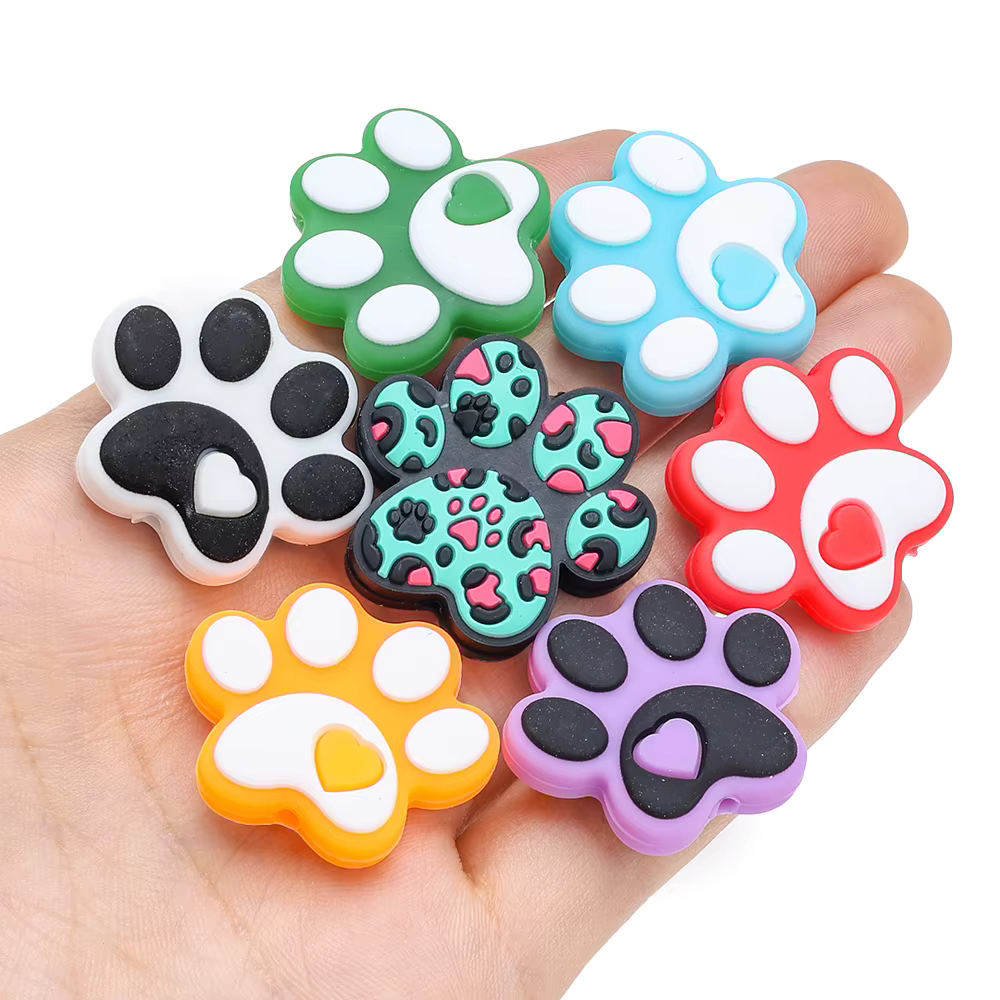 Pack 5 uds cuentas silicona pata de oso