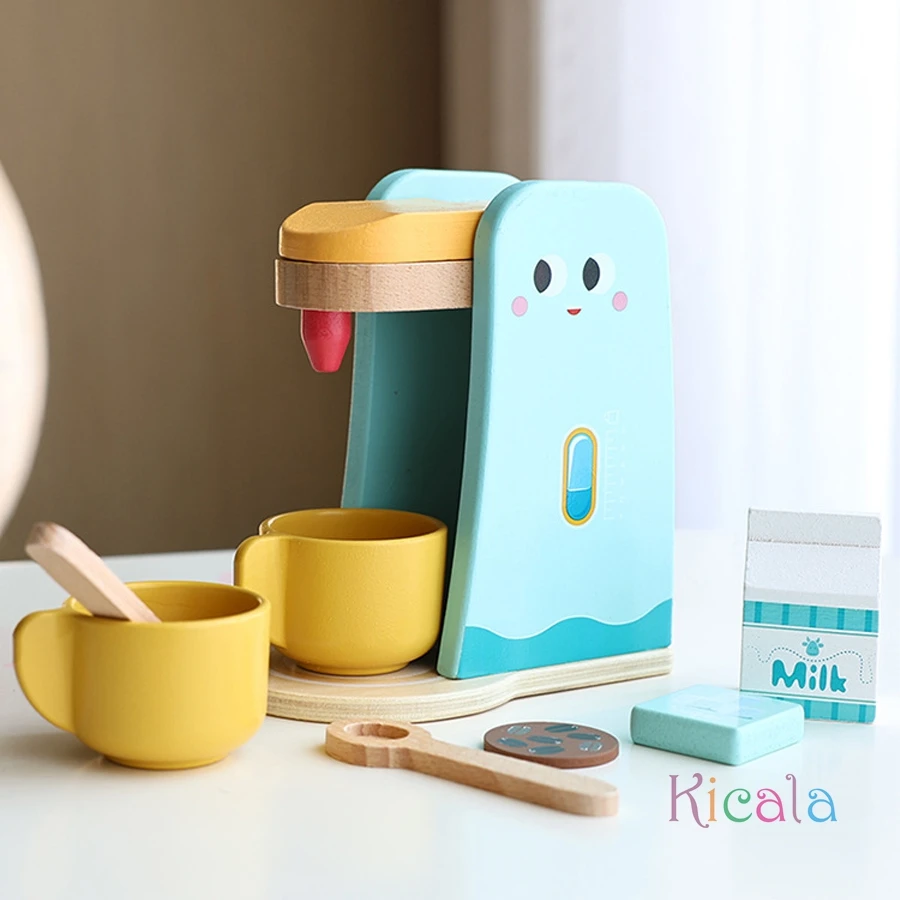 Juguete cocina madera con accesorios: café, tostadora y comida - imagen 2