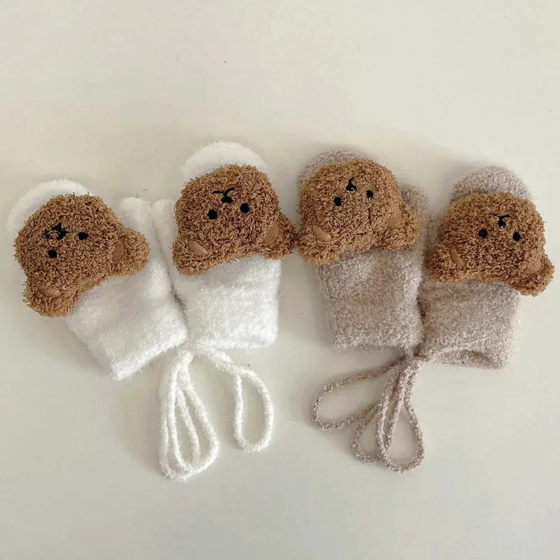 Manoplas de invierno para bebé – Guantes de punto con diseño de oso