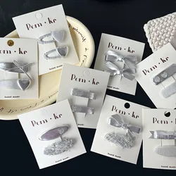 Horquillas con lazo para niñas – Clips laterales plateados