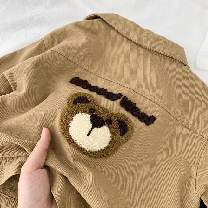 Abrigo de otoño infantil con solapa de oso estilo casual - imagen 4