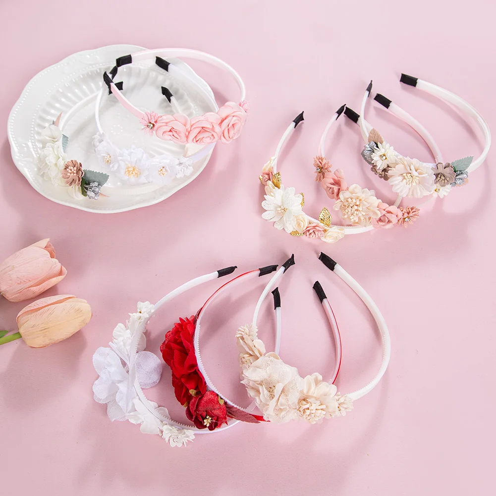 Diadema de flores artificiales con pedrería para bebés y niñas - imagen 5