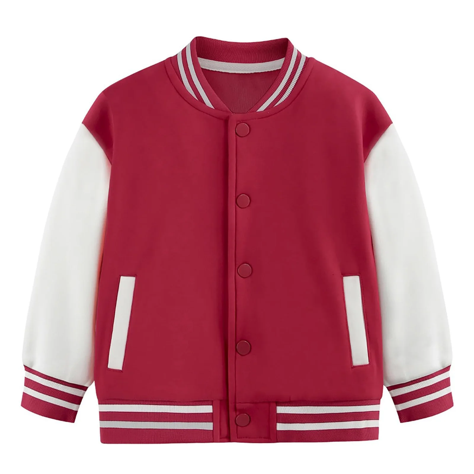 Chaqueta de béisbol infantil con bloques de color y botones de presión