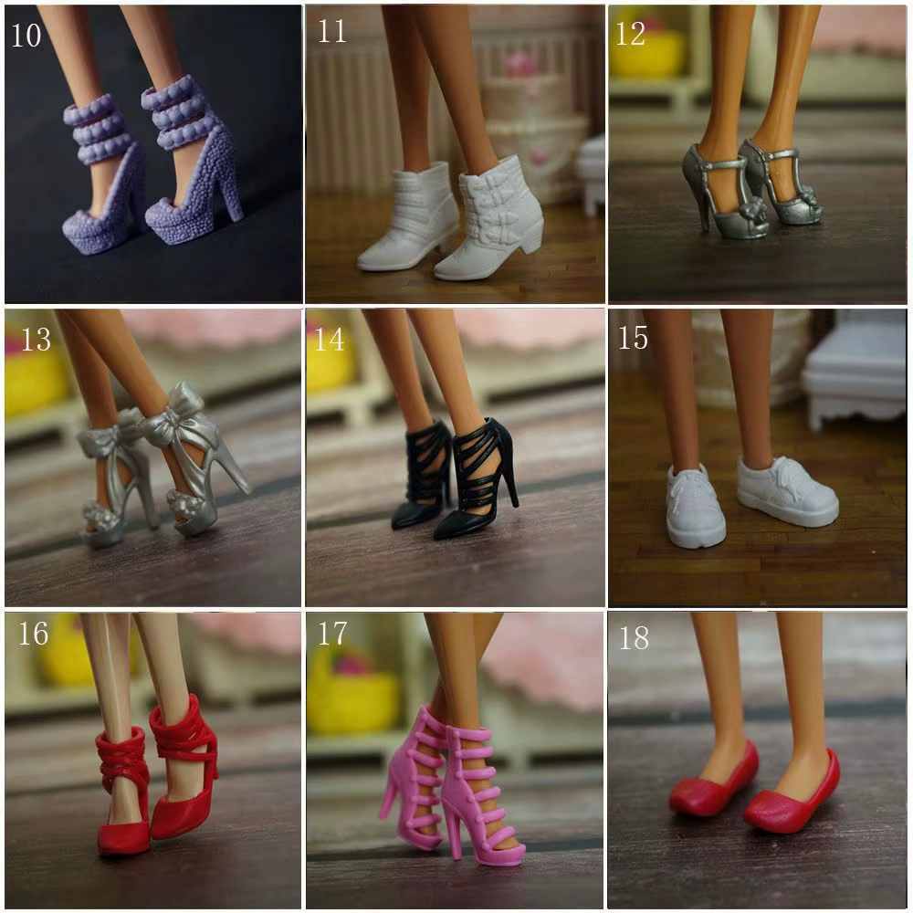 Diferentes estilos de zapatos para muñecas