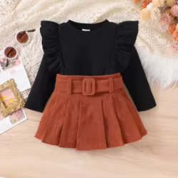 Conjuntos de niñas para primavera-otoño: moda coreana con falda