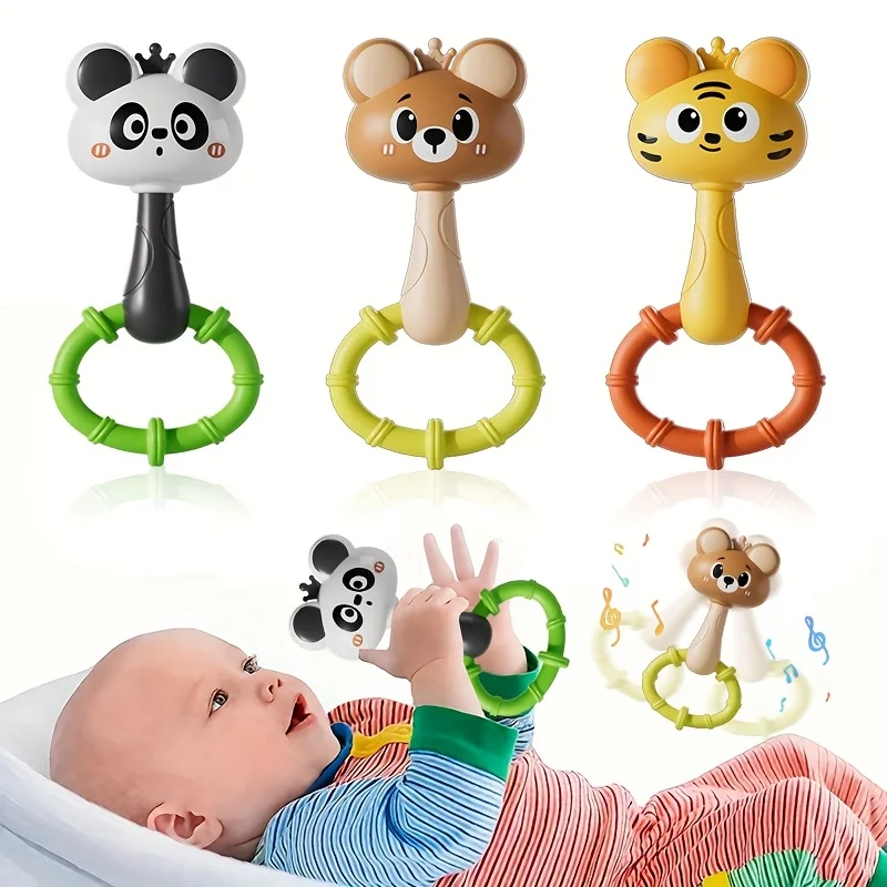 Juguete sensorial musical de carillón de mano oso y tigre - imagen 3