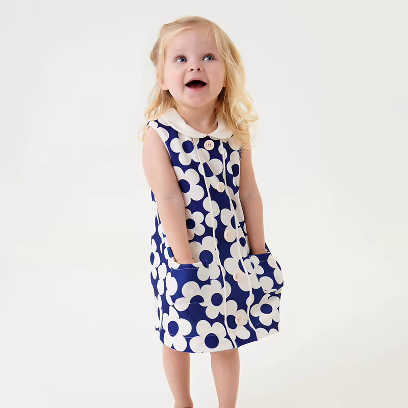 Vestido de bebé sin mangas floral veraniego para picnic y fiesta
