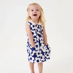 Vestido de bebé sin mangas floral veraniego para picnic y fiesta