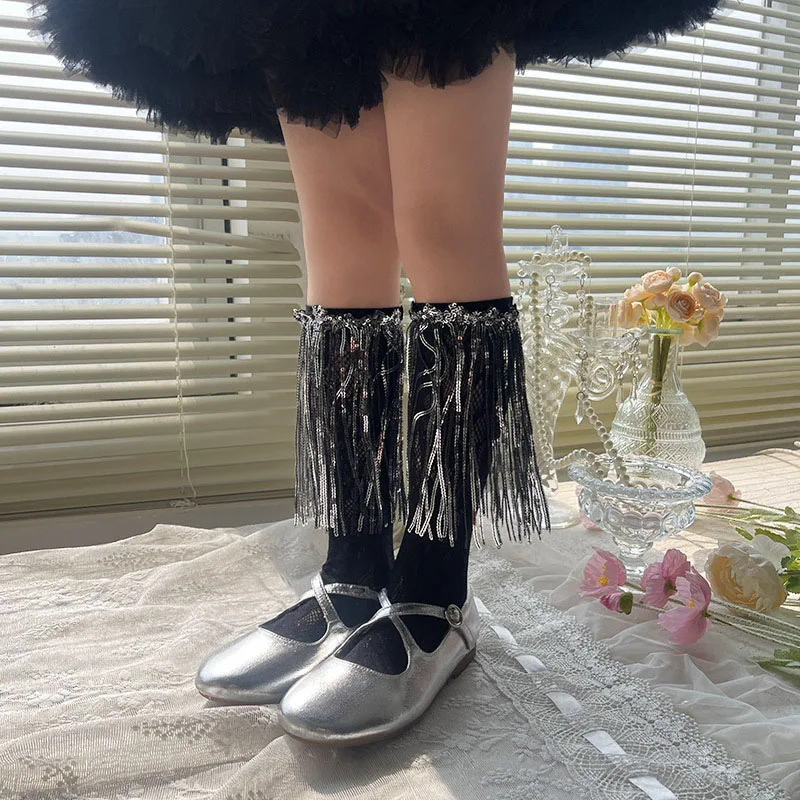 Medias de baile con lentejuelas y flecos para niñas - imagen 4