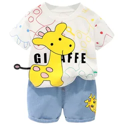 Conjunto de verano para niños con camiseta de dibujos y pantalón corto