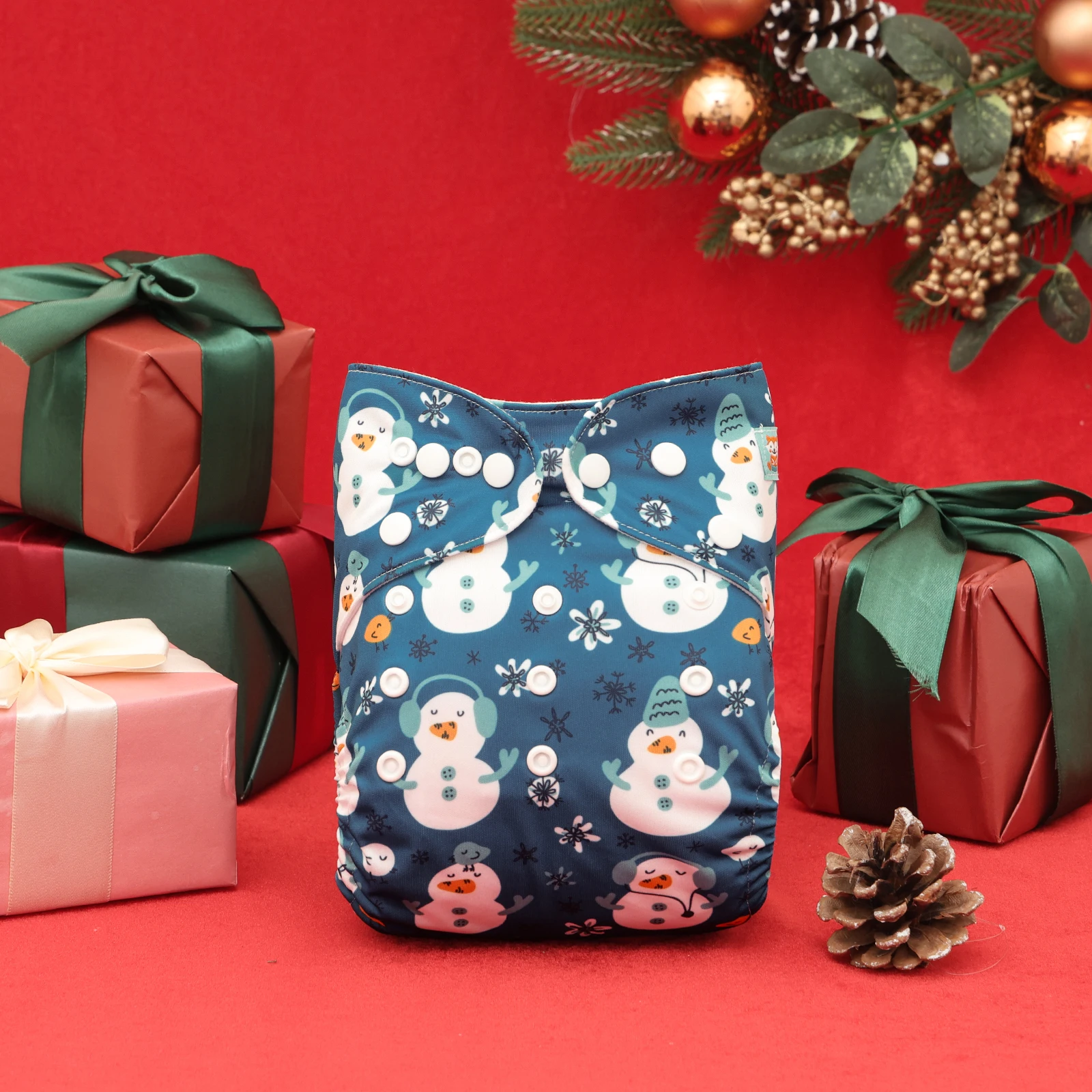 Pañal de tela ALVABABY navideño ajustable con broches ecológicos - imagen 5