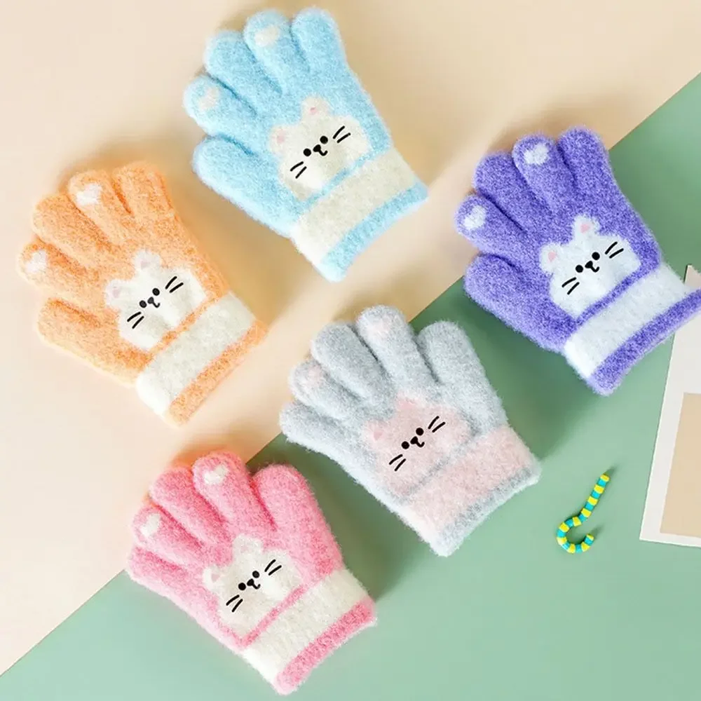 Guantes de gato para niños cálidos y gruesos contra el invierno
