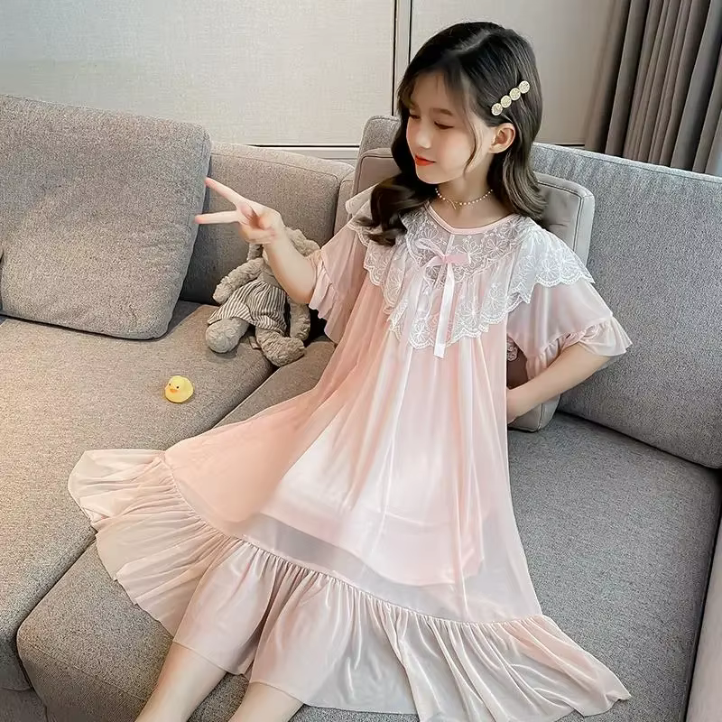 Camisón princesa de modal para bebé niña – Volantes y lazo para verano - imagen 3
