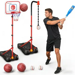 Aro de baloncesto ajustable y teeball para niños – set exterior