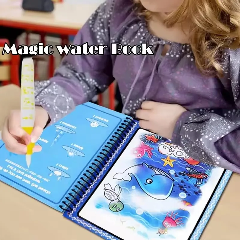 Libro de dibujo mágico Montessori reutilizable con agua para niños - imagen 2
