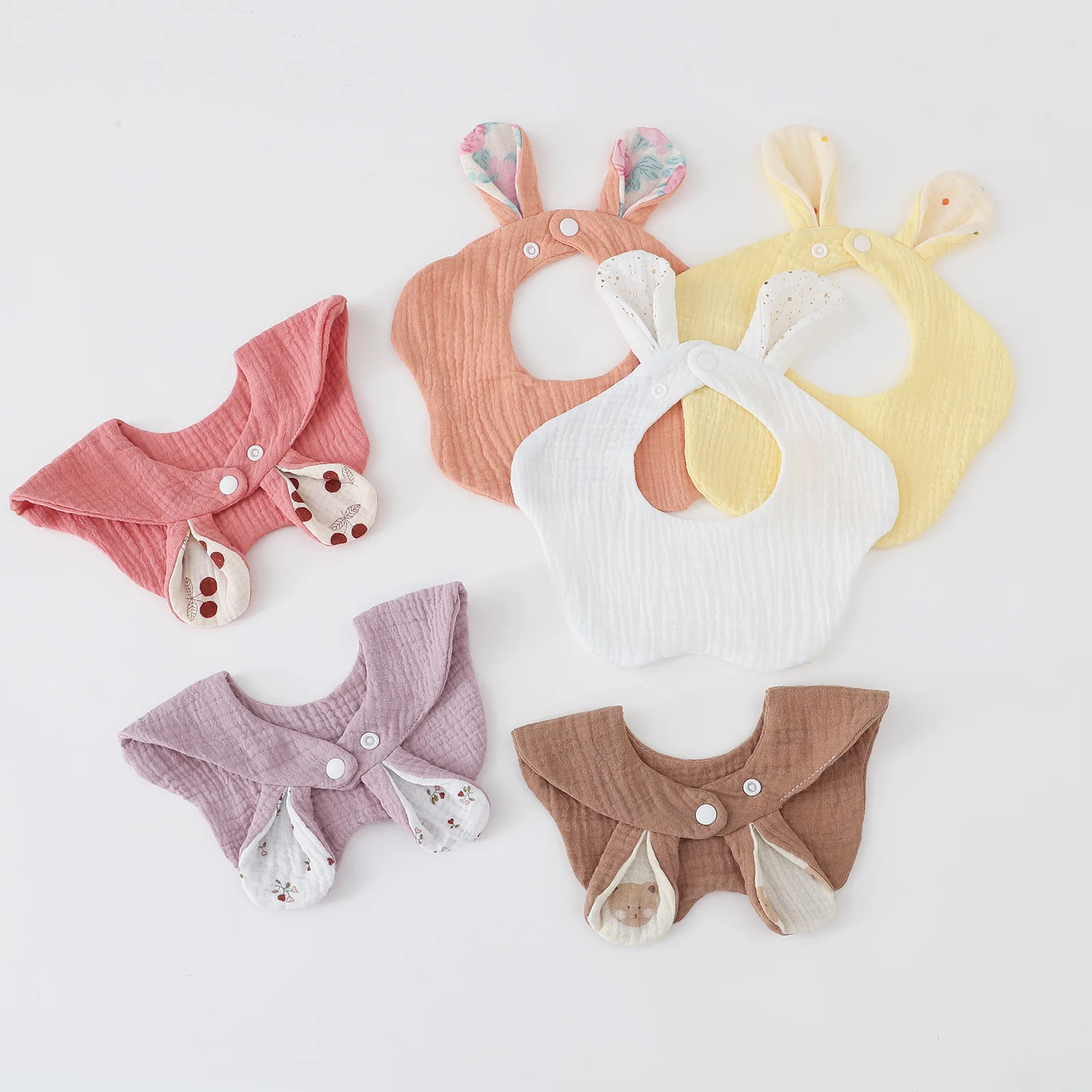 Pack de baberos con orejas de oso en diferentes tonos