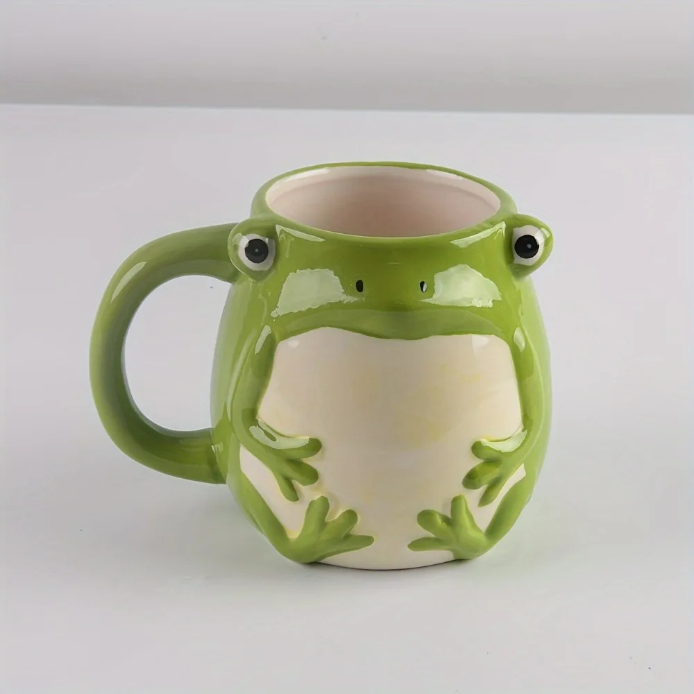 Taza de cerámica rana verde para café con asa - imagen 4