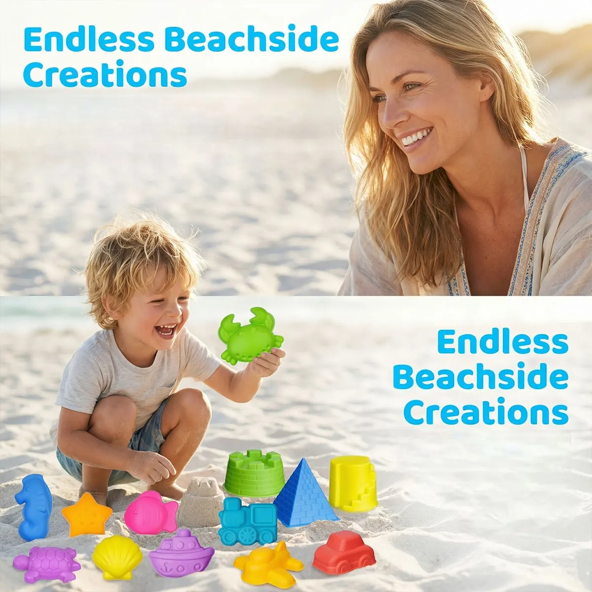 Juego de moldes de playa creativos pequeños para arena educativa - imagen 5