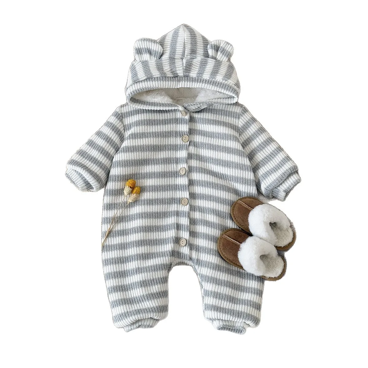 Mameluco de bebé forro polar grueso de invierno, suave y cómodo - imagen 5