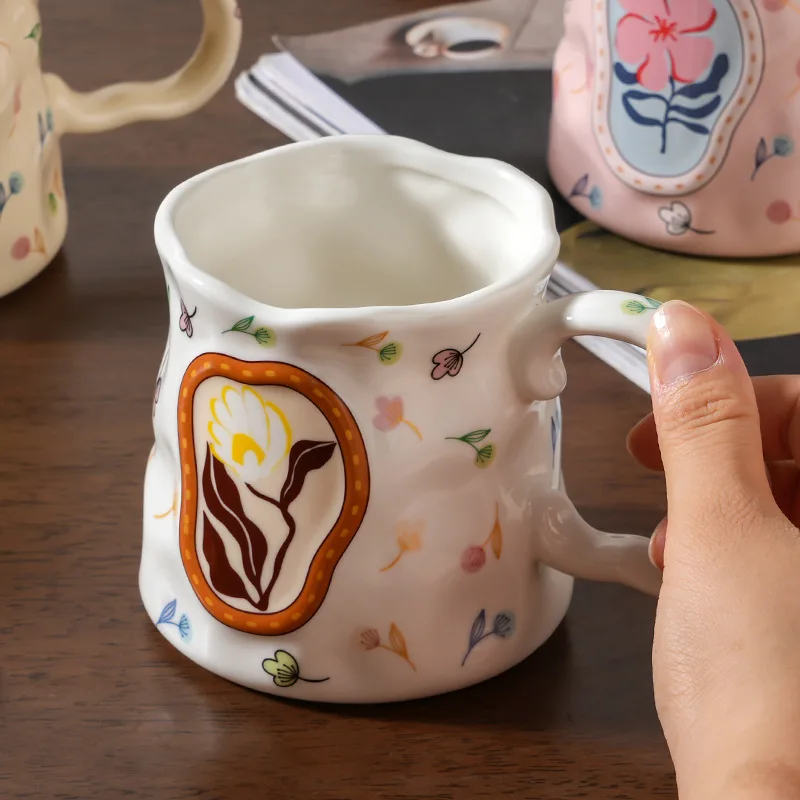 Taza infantil de cerámica flor hecha a mano, regalo único - imagen 2
