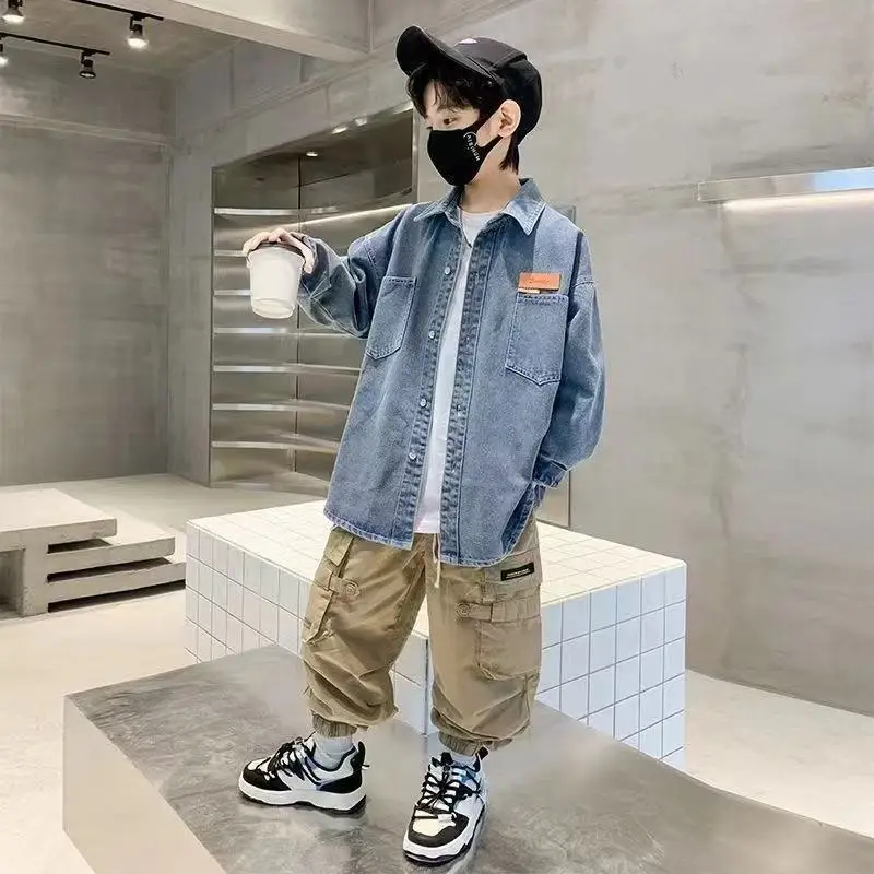 Abrigo vaquero de niño de entretiempo con manga larga informal - imagen 5