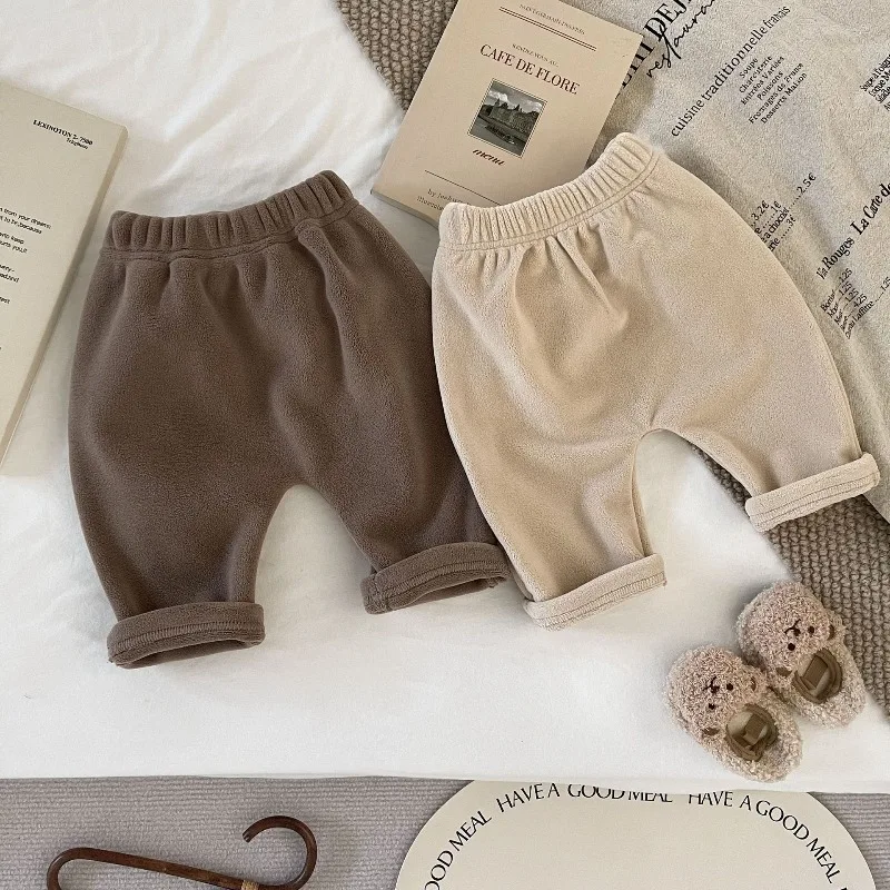 Pantalones térmicos de terciopelo para bebé de invierno suaves - imagen 4