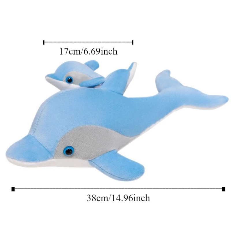 Peluche delfín azul tierno suave de vida marina para sofá infantil - imagen 5