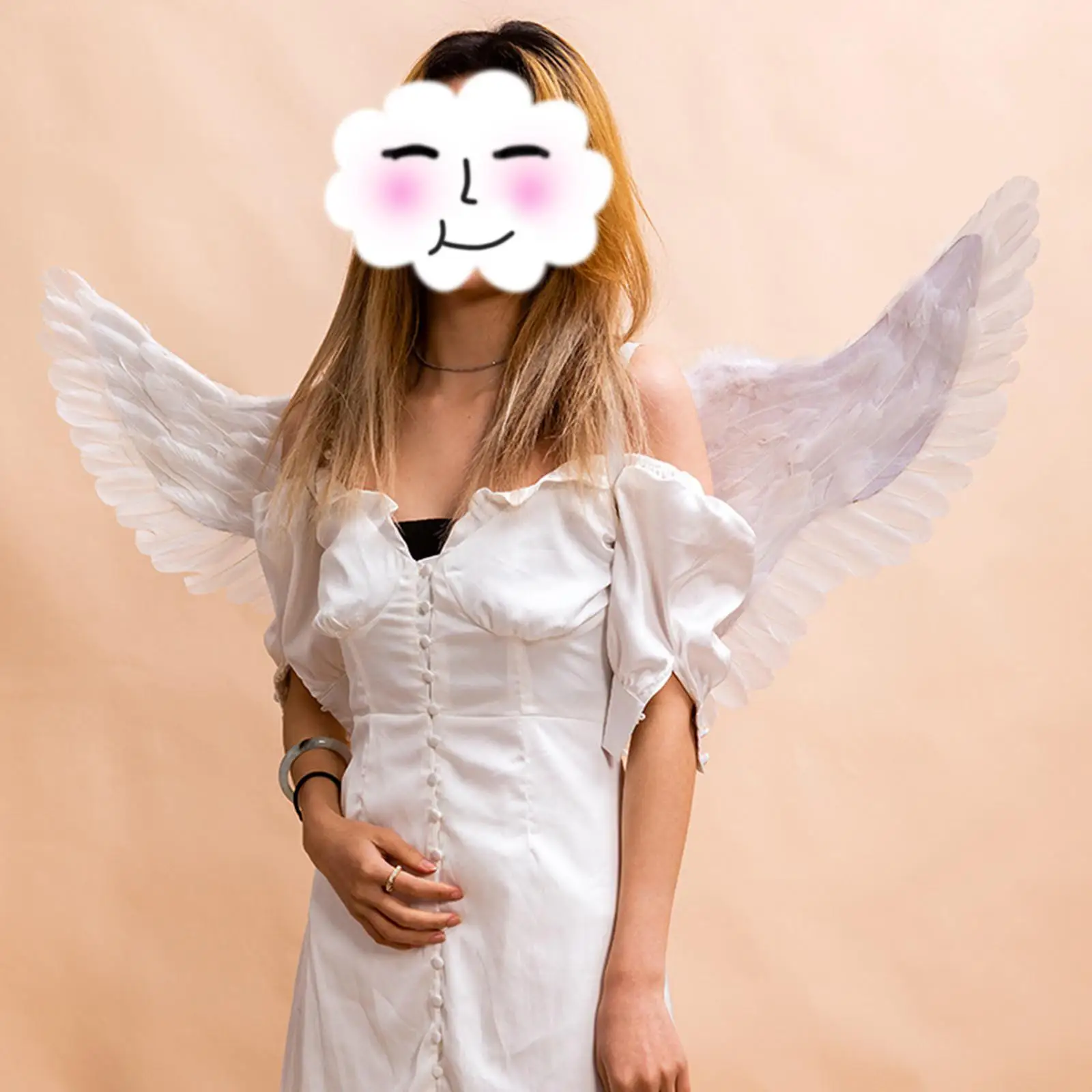 Angel Wing and Halo Set Fancy Dress White for Cosplay Photography Festive Angel Wing and Halo Set Fancy Dress White for Cosplay Photography Festive