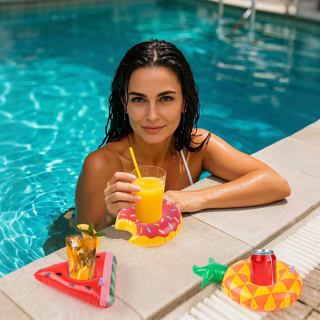 Portavasos para piscina inflable: soporte para bebidas en fiestas