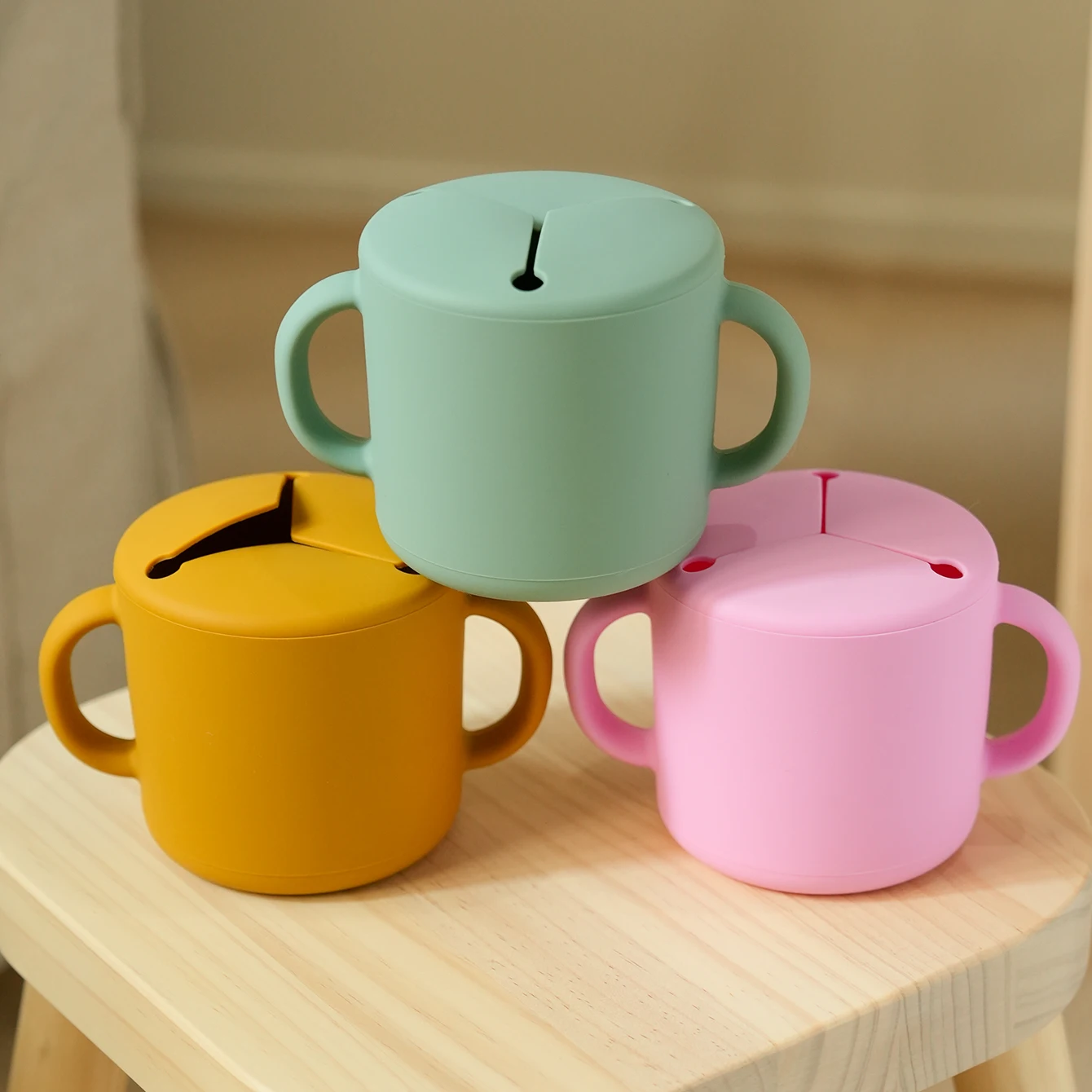 Taza aperitivos bebé silicona – Doble asa segura sin BPA - imagen 5