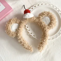 Diadema infantil de felpa con orejas de oso, aro de pelo