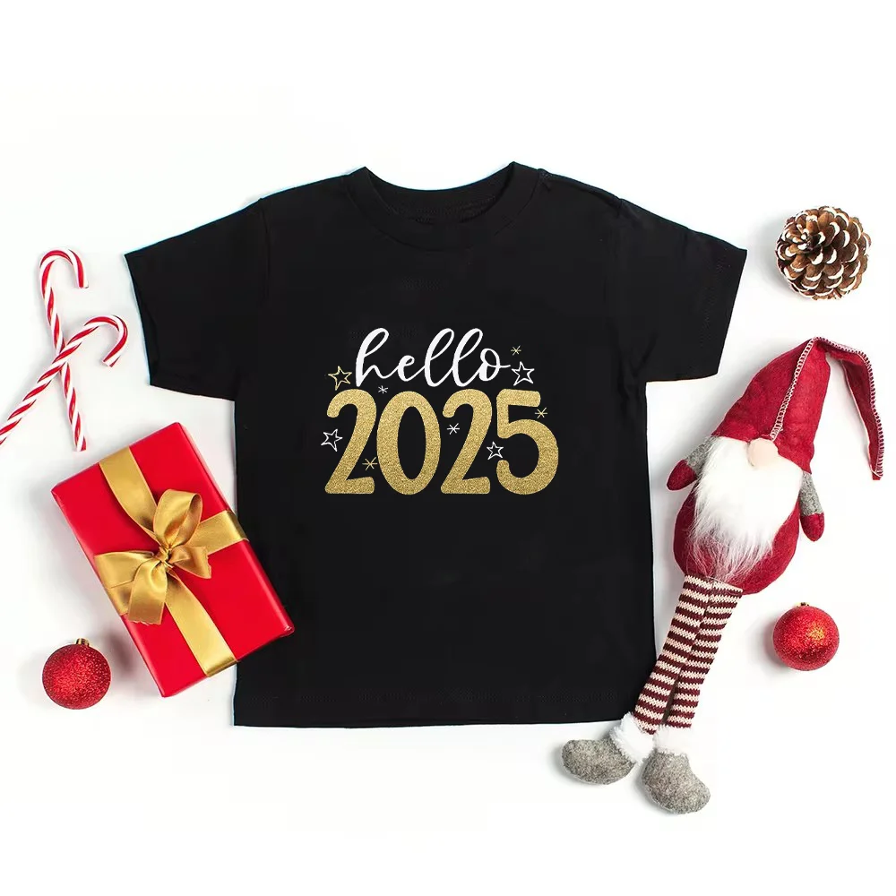 Hello 2025 Conjunto familiar a juego papá mamá bebé camisa y body - imagen 3