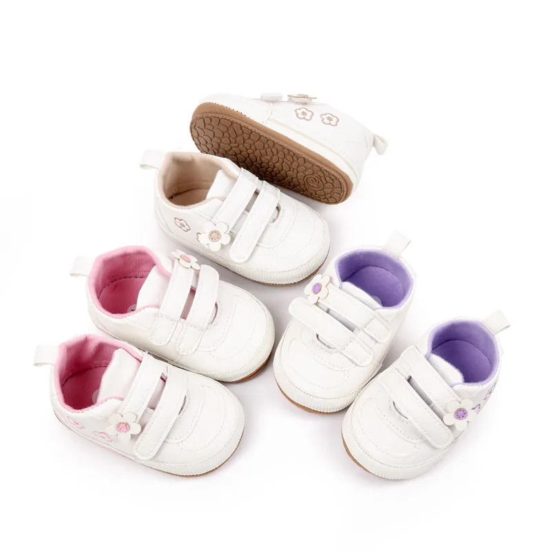 Zapatos informales de cuero PU para bebés y niños, suela de goma